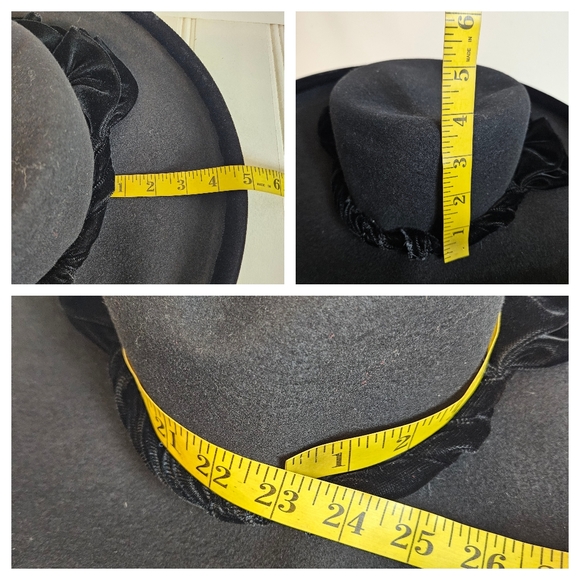 Vintage Saks Fifth Avenue Black Wool Hat Women’s Italy Velvet Band Trim